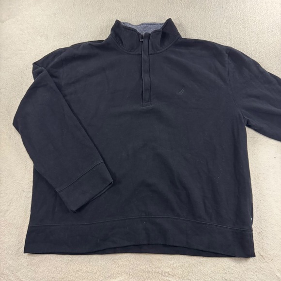 Nautica Quarter Zip Pullover Sweatshirt Mens XL Black Long Sleeve Casual Career - Picture 1 of 9